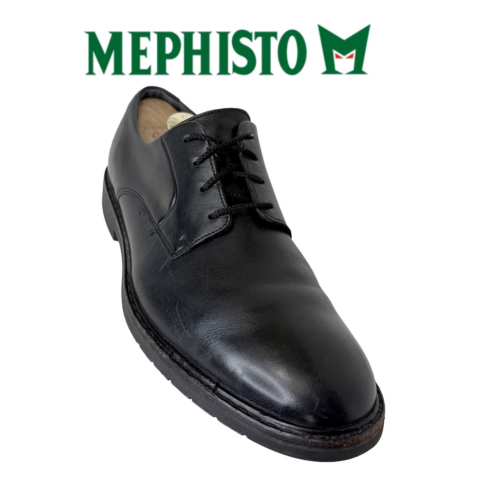 Mephisto Size 11 Men's Black Leather Derby Dress Shoes Goodyear Welt - Picture 2 of 13